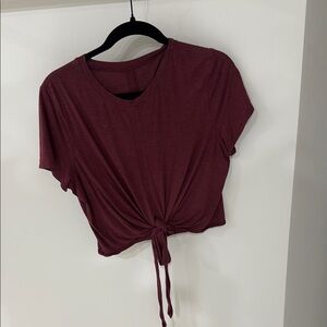Women's Burgundy Knot Front Top